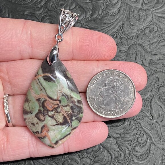 Rainforest Rhyolite Stone Crystal Jewelry Pendant - Picture 6 of 6